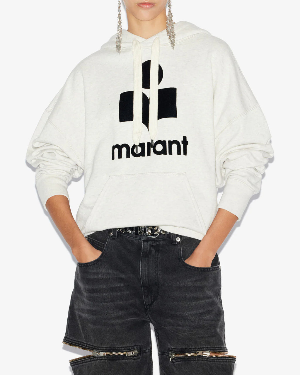 Sweatshirt Mansel Gris Logo Noir Isabel Marant